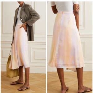 NWT VINCE Rainbow Wash Drape Asemetrical MIDI Skirt pastel pink